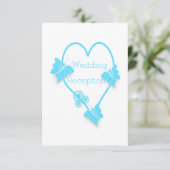 ブルーハート及びバタフライデザイン結婚披露宴 エンクロージャーカード (スタンド正面)