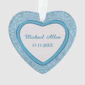 ブルーハート旋回ベビー初めてのクリスマス オーナメント (裏面)