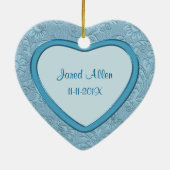 ブルーハート旋回ベビー初めてのクリスマス セラミックオーナメント (裏面)
