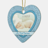 ブルーハート旋回ベビー初めてのクリスマス セラミックオーナメント (左)