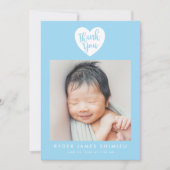 ブルーハート男の赤ちゃんサンキュー誕生 案内状 (正面)