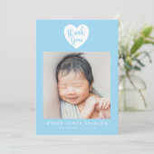 ブルーハート男の赤ちゃんサンキュー誕生 案内状 (スタンド正面)