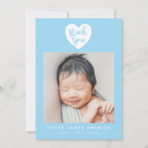 ブルーハート男の赤ちゃんサンキュー誕生 案内状