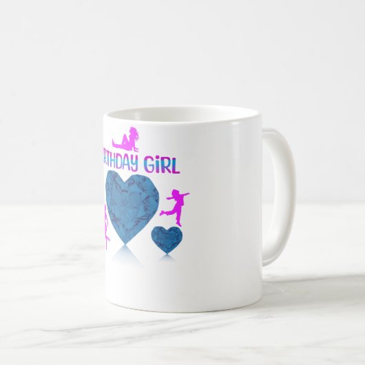 ブルーハート誕生日ガールTシャツ コーヒーマグカップ (正面右)
