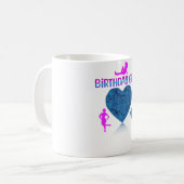 ブルーハート誕生日ガールTシャツ コーヒーマグカップ (正面左)