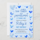 ブルーハート1st誕生日Our Little Sweetheart 招待状 (正面)