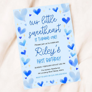 ブルーハート1st誕生日Our Little Sweetheart 招待状