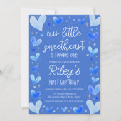 ブルーハート1st誕生日Our Little Sweetheart 招待状 (正面)