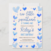 ブルーハート1st誕生日Our Little Sweetheart 招待状 (正面)