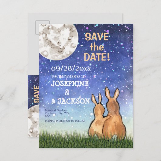 ブルーバお洒落ニーラビットムーンスターズ結婚ズ 案内ポストカード (正面/裏面)