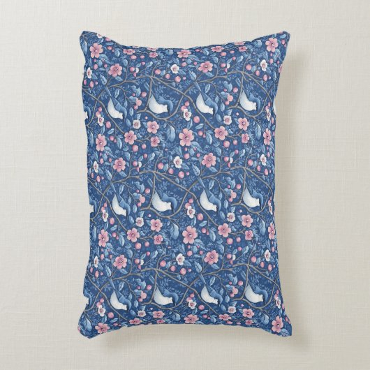 ブルーバかわいらしリズピンクローズエレガント アクセントクッション (正面(垂直))
