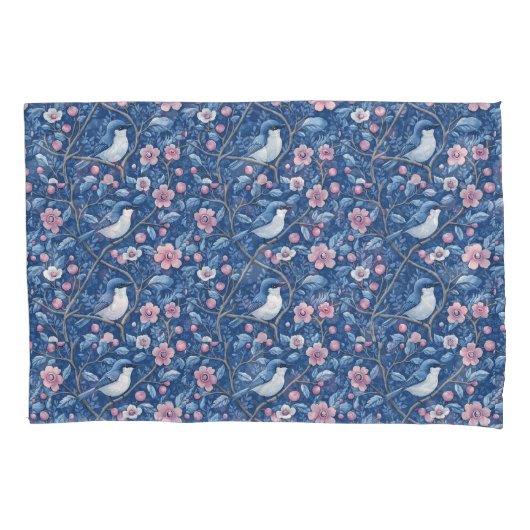 ブルーバかわいらしリズピンクローズエレガント 枕カバー (正面左)