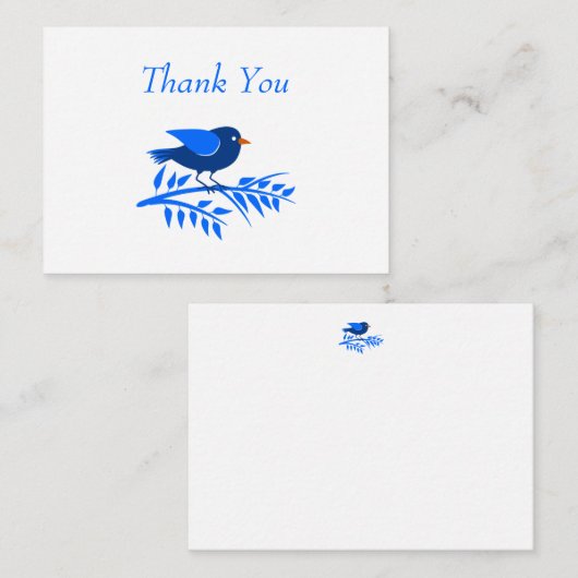 ブルーバかわいらしード自然シンプルサンキューカスタム ノートカード (正面/裏面)