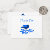 ブルーバかわいらしード自然シンプルサンキューカスタム ノートカード (正面/裏面インサイチュ)
