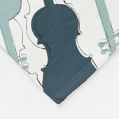 ブルーバイオリン模様 フリースブランケット (角)