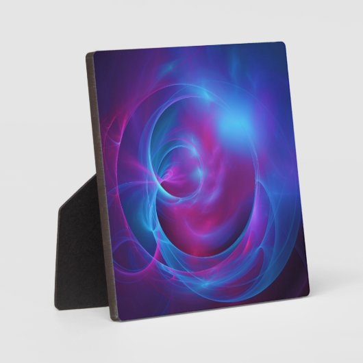 ブルーバイオレットとピンクの宇宙フラクタル渦巻形の フォトプラーク (正面)