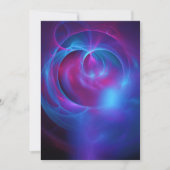 ブルーバイオレットとピンクの宇宙渦巻形のフラクタル結婚の 招待状 (正面)