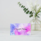 ブルーバイオレットウォーターカラーモノグラムレタープロフェッショナル 名刺 (スタンド正面)