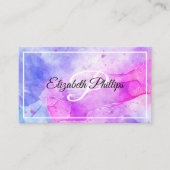 ブルーバイオレットウォーターカラーモノグラムレタープロフェッショナル 名刺 (正面)