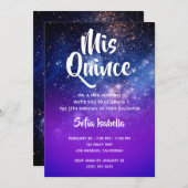 ブルーバイオレットグラデーションコズミックフォトミンス誕生日 招待状 (正面/裏面)