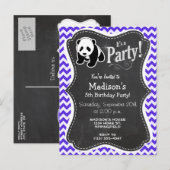 ブルーバイオレットシェブロン；パンダ インビテーションポストカード (正面/裏面)