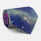 ブルーバイオレットティール(緑がかった色)宇宙星雲ミルキーウェイ ネクタイ (ロール)