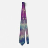 ブルーバイオレットティール（緑がかった色）宇宙星雲ミルキーウェイ ネクタイ (正面)