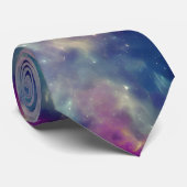 ブルーバイオレットティール(緑がかった色)宇宙星雲ミルキーウェイ ネクタイ (ロール)
