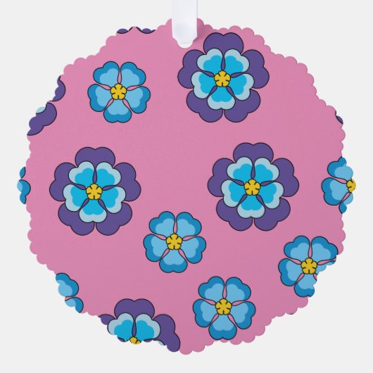 ブルーバイオレットピンクの花柄 オーナメントカード (正面)
