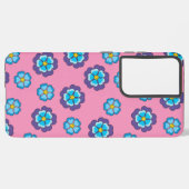ブルーバイオレットピンクの花柄 SAMSUNG GALAXYケース (裏面横)