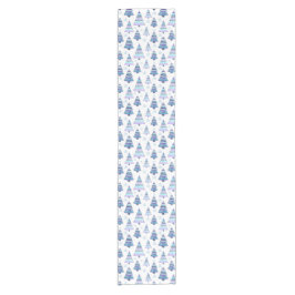 ブルーバイオレットモダンクリスマスツリーパターン ショートテーブルランナー