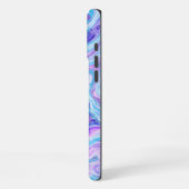 ブルーバイオレットラベンダーカラフル抽象芸術マーブル文字 iPhoneケース (左側面)