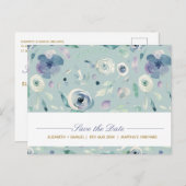 ブルーバイオレットローズウォーターカラーパターンカスタム 案内ポストカード (正面/裏面)