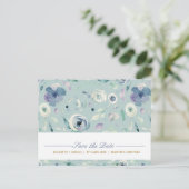 ブルーバイオレットローズウォーターカラーパターンカスタム 案内ポストカード (スタンド正面)