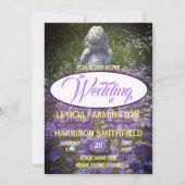 ブルーバイオレット忘れフロックス・メノーの女の子の像 招待状 (正面)