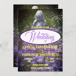 ブルーバイオレット忘れフロックス・メノーの女の子の像 招待状