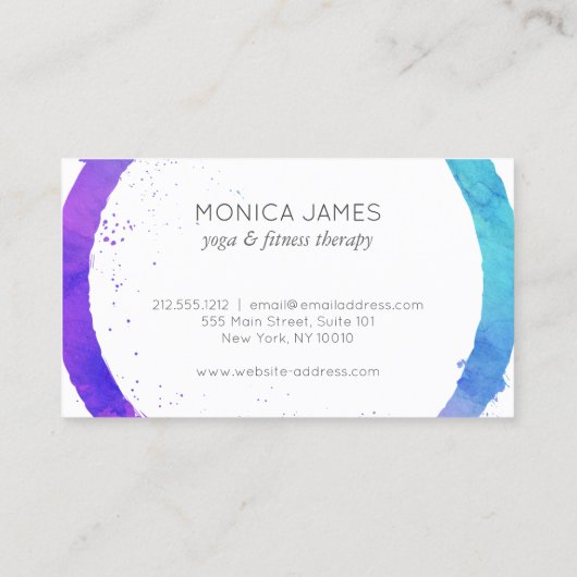 ブルーバイオレット水の色の色彩の鮮やか円ロゴ 名刺 (裏面)