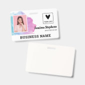 ブルーバイオレット水彩従業員のロゴを追加 バッジ (Front & Back)