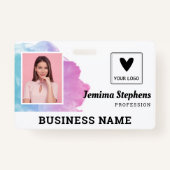 ブルーバイオレット水彩従業員のロゴを追加 バッジ (正面)