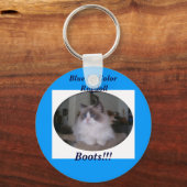 ブルーバイカラーのラグドール猫 キーホルダー (正面)