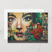 ブルーバイクを見る女性（スイス）はがき ポストカード (正面/裏面)