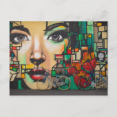 ブルーバイクを見る女性（スイス）はがき ポストカード (正面)