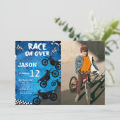 ブルーバイク誕生日フォト招待状 招待状 (スタンド正面)