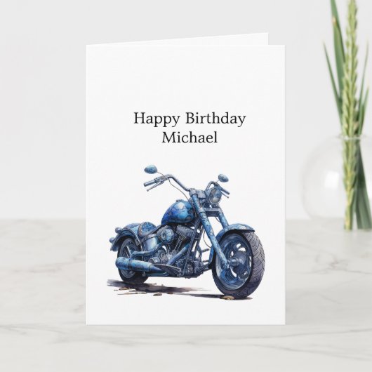 ブルーバイク誕生日 カード (正面)