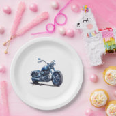 ブルーバイク誕生日 ペーパープレート (パーティー)