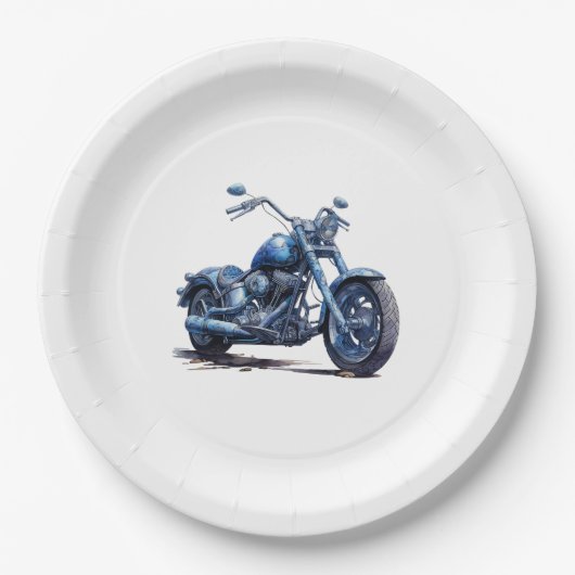ブルーバイク誕生日 ペーパープレート (正面)