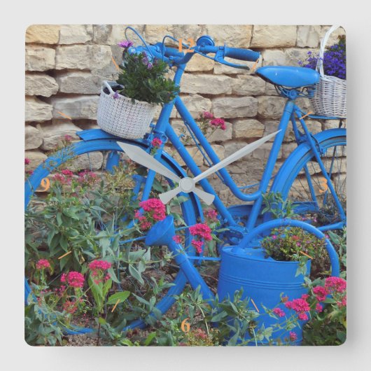 ブルーバイク。 スクエア壁時計 (正面)