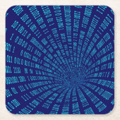 ブルーバイナリトンネルデータストリームの概念 スクエアペーパーコースター (正面)