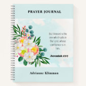 ブルーバイブリバースフローラ祈りの言葉ジャーナル ノートブック (正面)