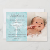 ブルーバイブル聖句クロス男の赤ちゃん写真誕生 案内状 (正面)